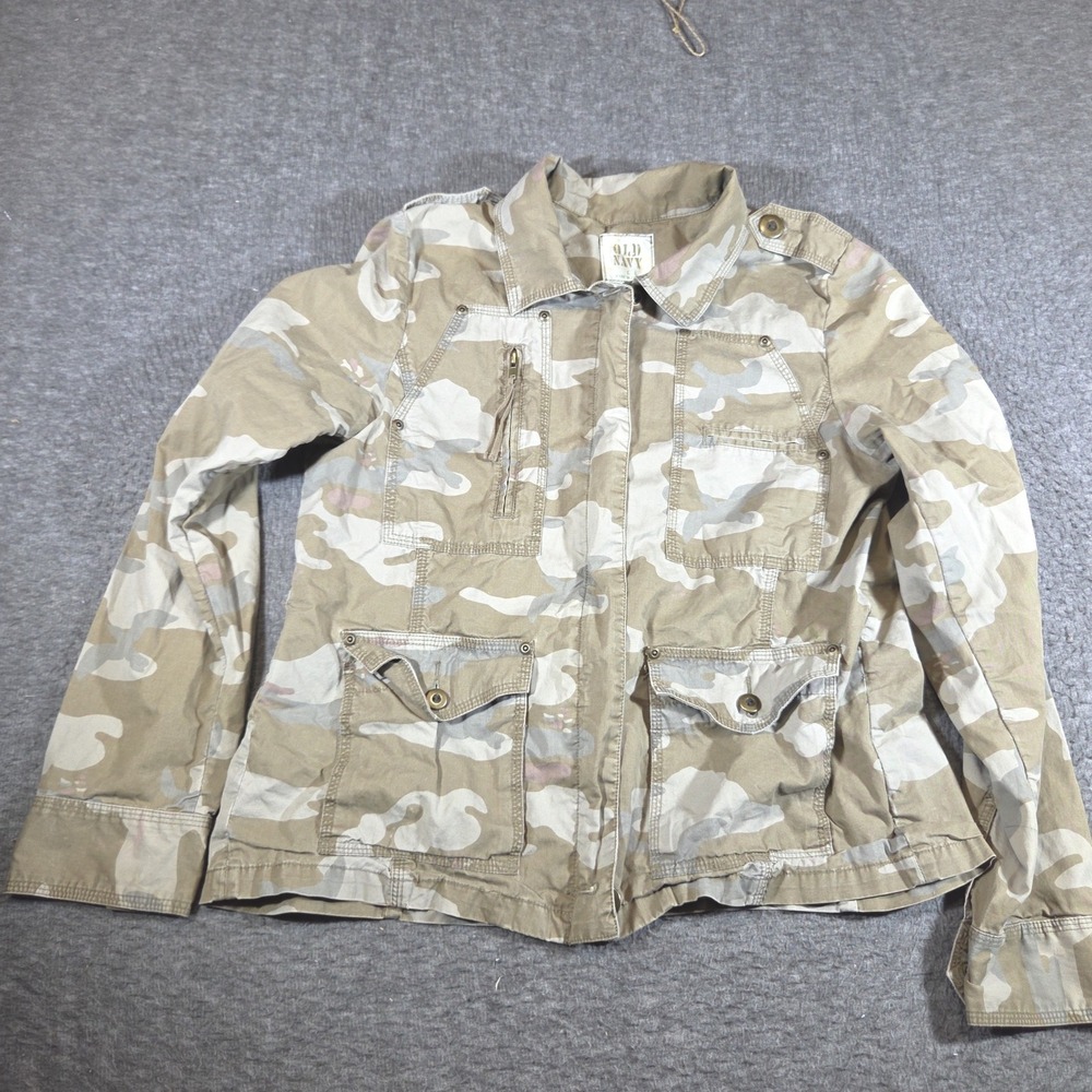 Old Navy Military Jacket Womens Large Camo Full Zip Utility Field Streetwear